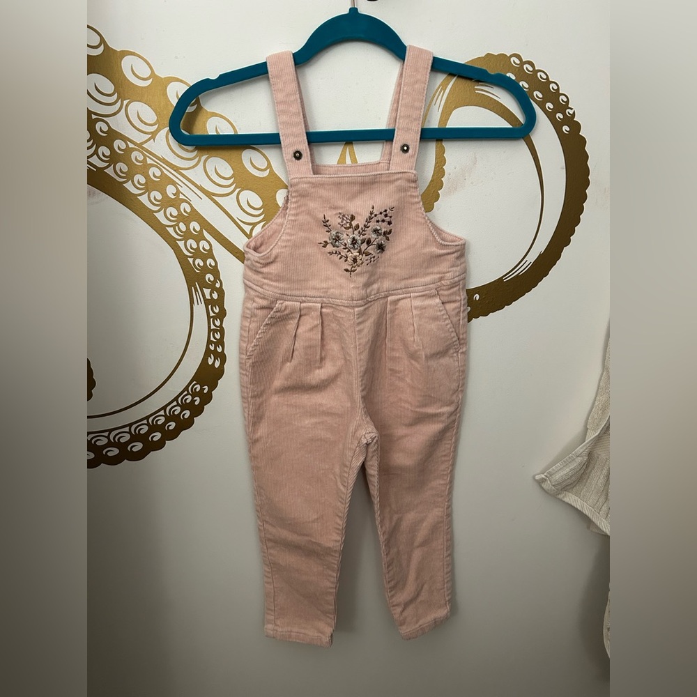 Jamie Kay Pink Corduroy Overalls with Embroidery‎